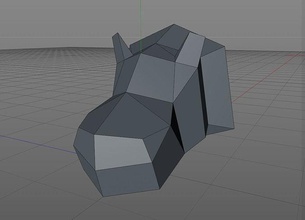 hippopotame tête géométrique origami art abstrait Triangle déco architecture forme animal sculptures 3d print model - Mito3D