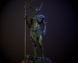 hircine statue of deer horns sculpture decor warrior fantasy fanart elderscrolls skyrim daedra lord hunt 3dprinting zbrush games toys 3d print model - Mito3D