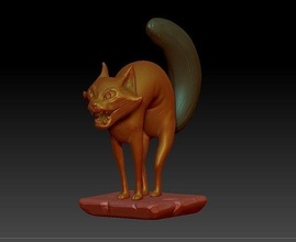 hissing cat sculpture sculpt print 3d stylized art animal mammal fur angry scared statue printable kitty sculptures 3d print model - Mito3D