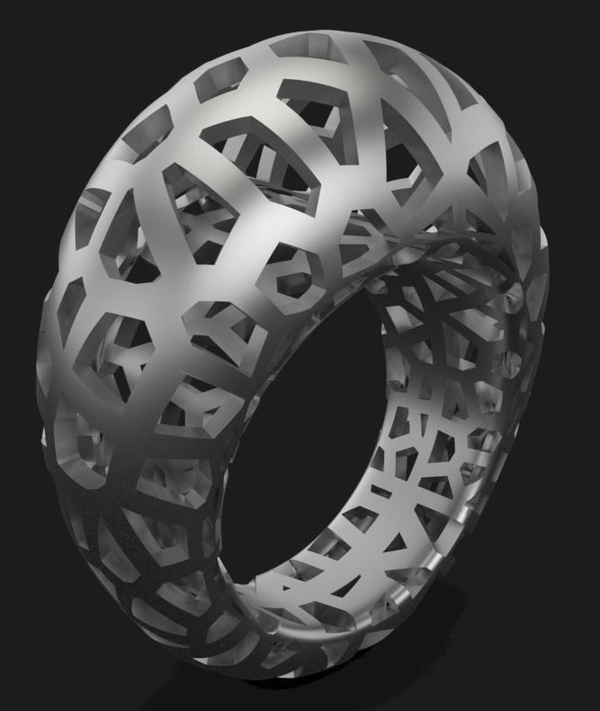 kovan bombalamak yüzükler yüzük sızdırılmış altın yazdırılabilir bilim metalik delikler gümüş gergedan alüminyum krom takı 3D print model - Mito3D