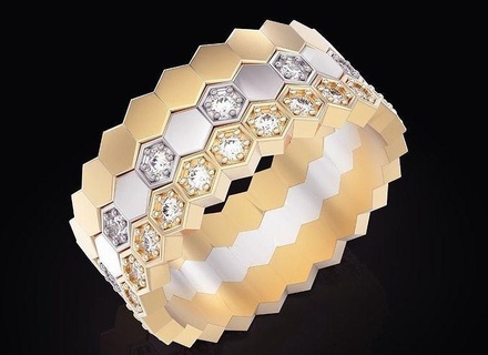alveare squillare argento oro stampabile gioielleria 3d modello vespa miele ape Ape Favo nido sterlina diamante razza invertebrato anelli 3d print model - Mito3D