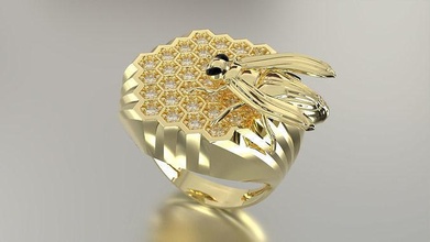 colmeia anel joalheria ouro abelha imprimível diamante argolas 3d print model - Mito3D