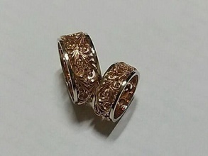 la brina di bande nozze gioielli matrimonio il gelo rime openwork due colori russo anelli band 3d print model - Mito3D