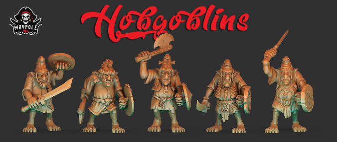 hobgoblins machados espadas escudos miniatura martelo guerra warhammerfantasy fantasia batalhas 28mm 28mmscale goblin hobgoblin dnd tampo mesa rpg jogos brinquedos borda 3D print model - Mito3D