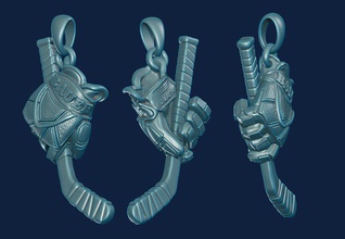hockey pendant ice player jewelry pendants 3d print model - Mito3D