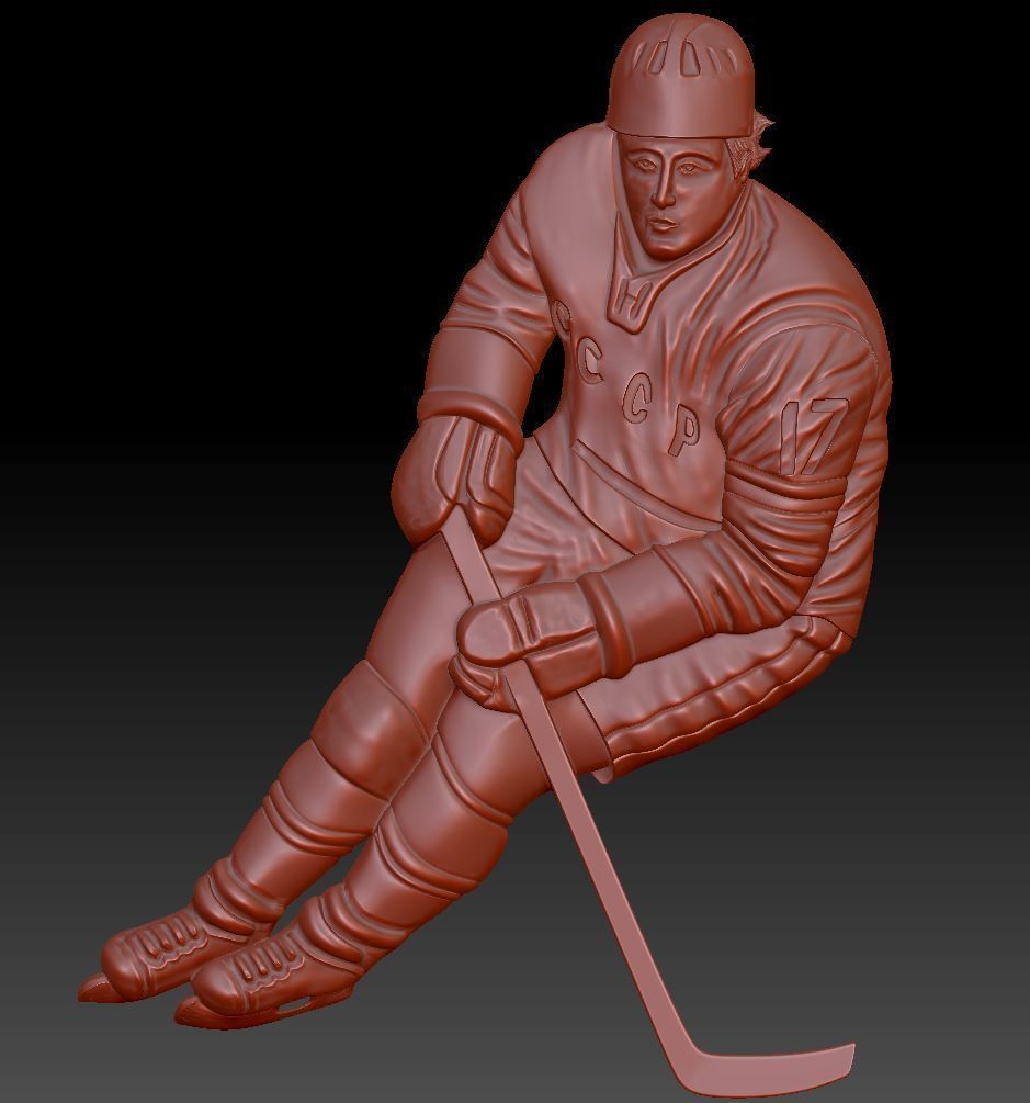 hockey player ice sport equipment winter stadium game model relief cnc milling medal 17 kharlamov print printable prize gear winner art sculptures 3D print model - Mito3D