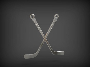 hockey sticks - pendant jewelry jewellery gold silver clothing jewel 3d 3dmodel model stick characters hockeystick ice sport pendants 3d print model - Mito3D