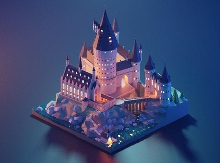 hogwards castello 3dprint Harry Potter Magia edificio fantasia bella arte 3d print model - Mito3D