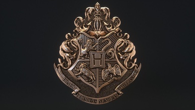 hogwarts kamm harry töpfer gryffindor slytherin ravenclaw hufflepuff häuser heraldisch schild ritter innere halle magier kunst skulpturen hogwart mauer 3d print model - Mito3D