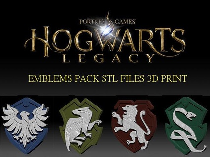 hogwarts legacy house emblem harry potter 3d printing cospay accessories fantasy gryffindor hufflepuff ravenclaw slytherin wizard prop magic costume art sculptures 3d print model - Mito3D