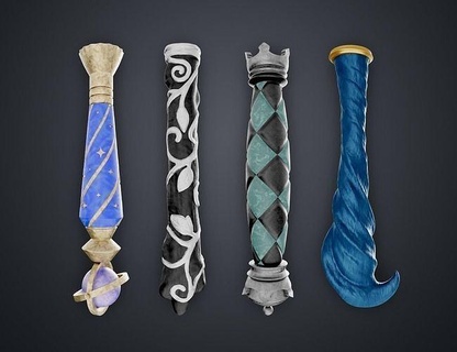 hogwarts legacy wand grips vol 2 3dprint accessories cosplay game gryffindor halloween magic magician potter prop ravenclaw spell toy games toys 3d print model - Mito3D
