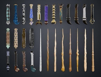 hogwarts legacy wands bundle 3dprint accessories cosplay game gryffindor halloween magic magician potter prop ravenclaw spell toy wand games toys 3d print model - Mito3D