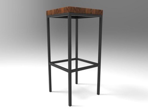 talonneur bois bar tabouret métal jambes grenier conception industriel café chaise restaurant maison meubles 3d print model - Mito3D