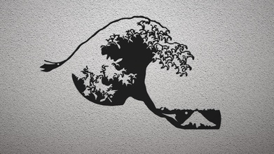 hokusai-Welle - Wand-Kunst Kunst hokusai wave Wand japan Zeichen logos Anzeichen 3d print model - Mito3D