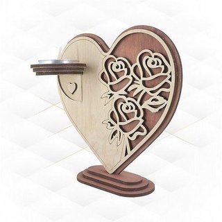 holder candle heart patterndesign laser cutting stand candles cut handmade gift svg drawing pattern cnc design template wood house decor 3d print model - Mito3D