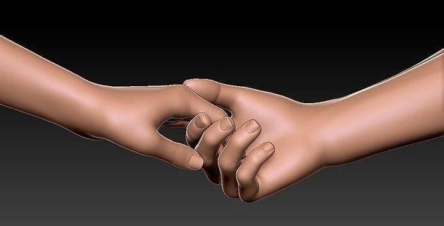 holding hands couple 2 fingers pendant chain arms man girl rings jewelry finger silver resin 3dmodel 3dprinting printable hold art sculptures 3d print model - Mito3D
