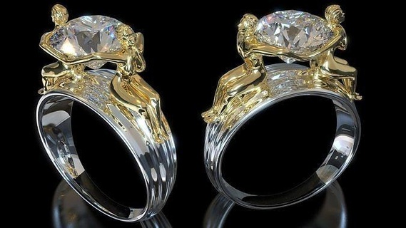 hold ring engagement gold silver diamond jewellery wedding brilliant fashion beauty couple romantic zbrush sculpt aesthetic women man human big jewelry rings 3d print model - Mito3D