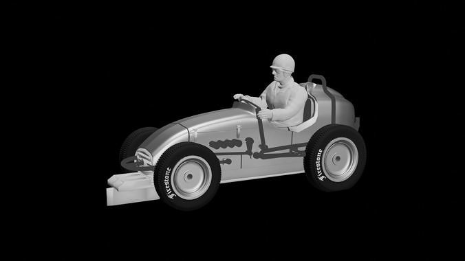 Lochschuss Zwerg Rennfahrer bereit drucken Rennauto Motor Modell Miniatur 3dprint retro Wagen Rad Zahl Fahrzeug Miniaturen Figuren Spiele Spielzeuge Spielzeug Hobby DIY Automobil 3D print model - Mito3D