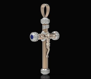 hollow cross crucifix diamonds pectoralcross crosswithacrucifixmadeofgold crosswithsapphiresanddiamonds 3dmodel stylishcross crossmadeofgold silvercross jewelry pendants 3d print model - Mito3D