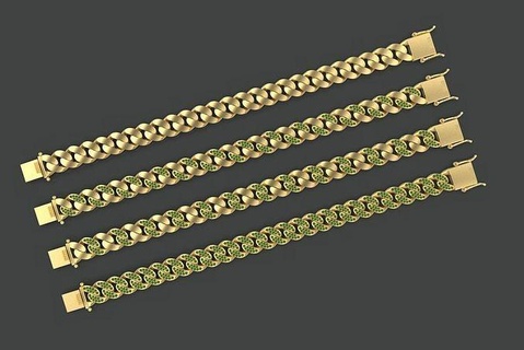 oyuk küba bilezikler zincir genişlik 10 mm tasarım bağlantı takı mücevher altın gümüş sterlin bilezik kolye miami bağlantısı monacochain elmas yüzük 3d print model - Mito3D