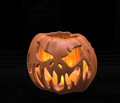 hollow jack-o-lantern pumpkin halloween lantern eerie spooky art sculptures house decor 3d print model - Mito3D