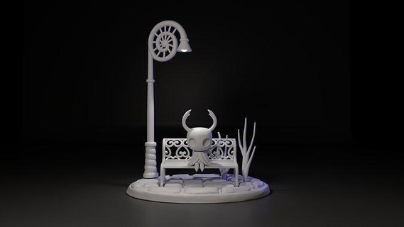 hueco Caballero diorama LED Arte oscuro ligero Cereza lámpara banco arte fan juegos indie uña lindo Víspera Santos esculpir esculturas 3d print model - Mito3D