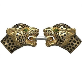 hueco leopardo cabezas redondo rectángulo cs cinturón esposas cabeza leopardjewelry pulsera joyería joya joyas oro 3d print model - Mito3D