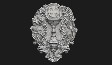 holy communion medallion eucharist supper jesus god religious religion cnc pendant jewelry jewellery christian catholic relief bas bread saint angel wings putto art sculptures 3d print model - Mito3D