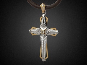 holy cross pendant p8 jewelry church religion christian celtic jesu cathedral necklace spaceship scifi art gold silver platinum gemstone diamond luxury pendants 3d print model - Mito3D