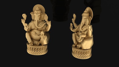kutsal fil of hinduizm 093 hayvan hayvanat bahçesi altın gümüş mücevher sanat heykeller 3d print model - Mito3D