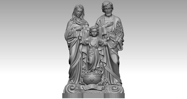 santo familia Virgen María Joseph Jesús Cristo 3d modelado impresión exploración madre Dios Biblia cnc joyería joya cristiano Arte esculturas Sagrada Familia 3d print model - Mito3D