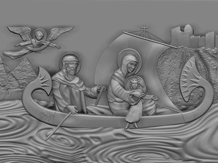 kutsal aile Mısır kıpti simgeler Cnc yönlendirici 3dprinter isa kilise iç dini Hıristiyan altın çapraz takı mücevher dekor dış Ortodoks Rahatlama Katolik din tarihi Sanat bronz heykeller 3d print model - Mito3D