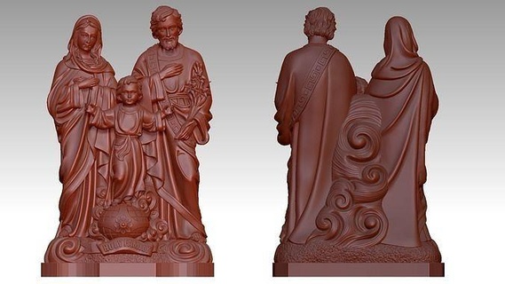 piedosos família santo Joseph virgem Maria bebê Jesus Igreja arte esculturas 3d print model - Mito3D