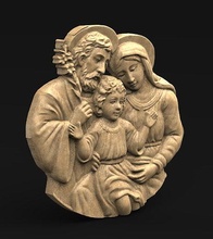 kutsal aile tek heykel Sanat dekor şekil Rahatlama mermer cnc din İsa Aile klasik barok oyulmuş Odun Vesika yazdırılabilir 3dprint 3dmodel heykeller 3d print model - Mito3D