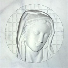 holy mary in circle art religion marble stone engraving tombstone sculptures 3d print model - Mito3D