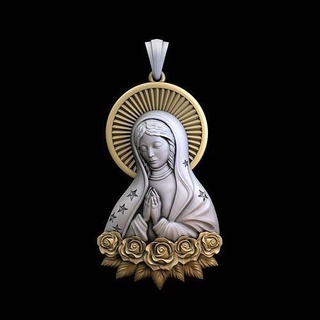 piedosos Maria rosas pingente escultura joalheria prata esterlina imprimível jóias colar pingentes anjo estátua Jesus Cruz religiou objeto santo virgem 3d print model - Mito3D