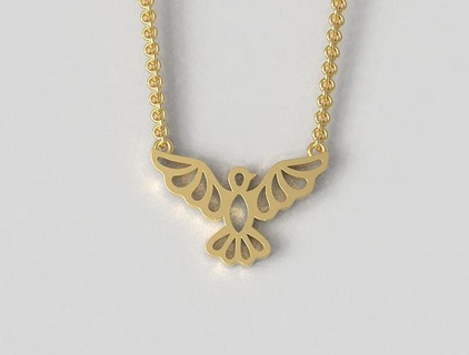 piedosos espírito colar medalha ouro prata joalheria imprimível jóia paulorani religioso pingente fé proteção colares pássaro animal 3d print model - Mito3D