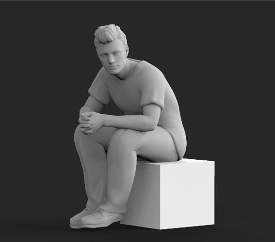 hombre sentado figura escultura personaje estatua miniaturas Arte figuritas esculturas humano miniatura decoración diorama 3D print model - Mito3D