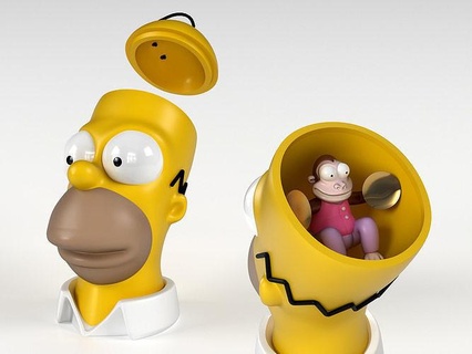 Homer baş maymun yalıtılmış Simpsons karikatür toon oyuncak Sanat büst heykel deko beyin kafatası heykeller 3d print model - Mito3D