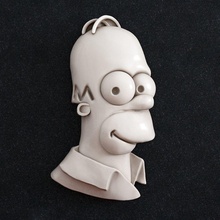 jewelry pendant homer simpson relief keychain man toy people art sculptures gold ring silver sterling jewellery fashion beauty 3d print model - Mito3D