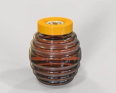 miel botella 200ml 02 tarro flotar maceta envase peine vaso plastico líquido natural casa cocina comida 3d print model - Mito3D