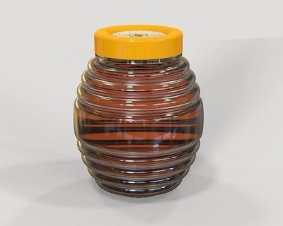 Honig Flasche 480ml ver 02 Krug schweben Topf Container Kamm Glas Plastik Flüssigkeit Haus Küche Essen 3d print model - Mito3D