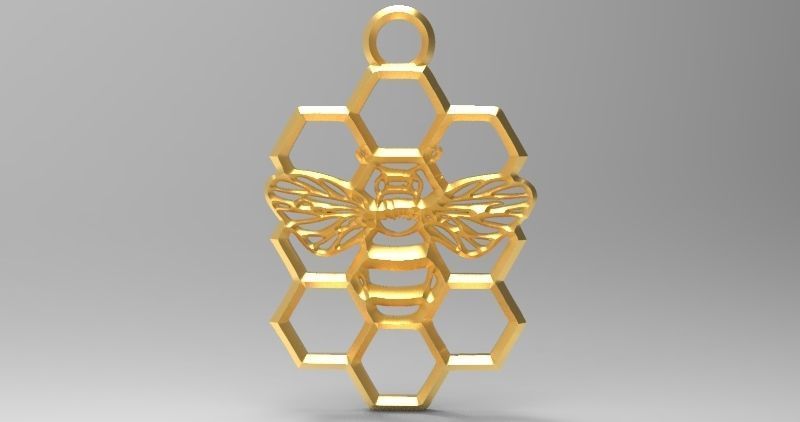 honeycomb bee pendant hexagon geometry keychain jewelry fashion art pendants 3D print model - Mito3D