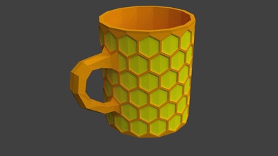 honeycomb mug house cup tea drink beer bee honeybee hexagon honey orange kitchen dining 3d print model - Mito3D