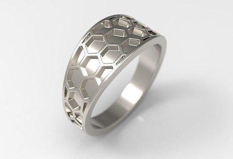 panal anillo joyería joya Arte oro plata diamantes vidriado contemporáneo brillando lujo Briland anillos 3d print model - Mito3D