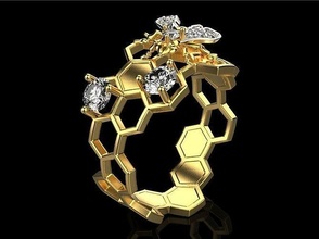 sfaccettato squillare 3d modellazione 3drendering 3djewellery 3dsolid gioielleria anelli argento gemma diamante luminosa frontone 3d print model - Mito3D