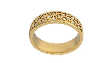 honeycomb ring size 8 us gold silver printable gem brilliant jewelry rings gift happy fashion beauty platinum carat diamond brillant diamant sapphire vintag 3d print model - Mito3D