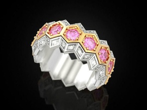 bienenwabe ring cad klassisch diamant engagement gold schmuck druckbar einzigartig hochzeit frau authentisch genial band drucken ringe design mode 3d print model - Mito3D