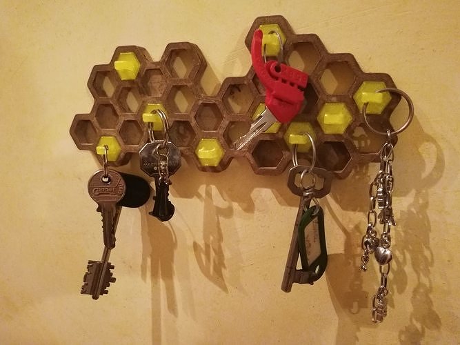 cariño panal pared percha abeja miel llave soporte arte hogar casa diseño 3d stp organizador niños juguete juguetes accesorios 3D print model - Mito3D