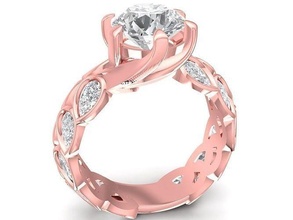 hongkong diamond ladies ring 2819 jewelry fashion accessories gold woman women design rings 3d print model - Mito3D